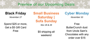 Black Friday, Small Business Saturday, Cyber Monday Preview